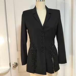 Escada Black Beaded Blazer Sz 38